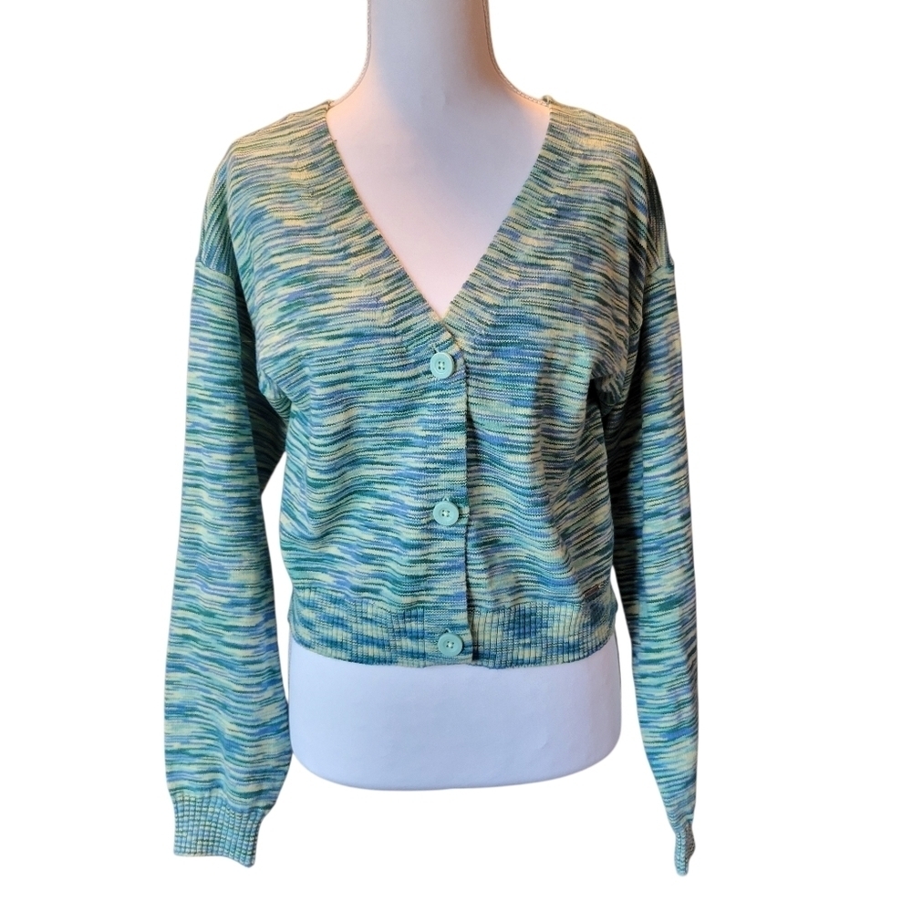 Hollister Blue Green Knit Cardigan Sweater - Picture 2 of 8